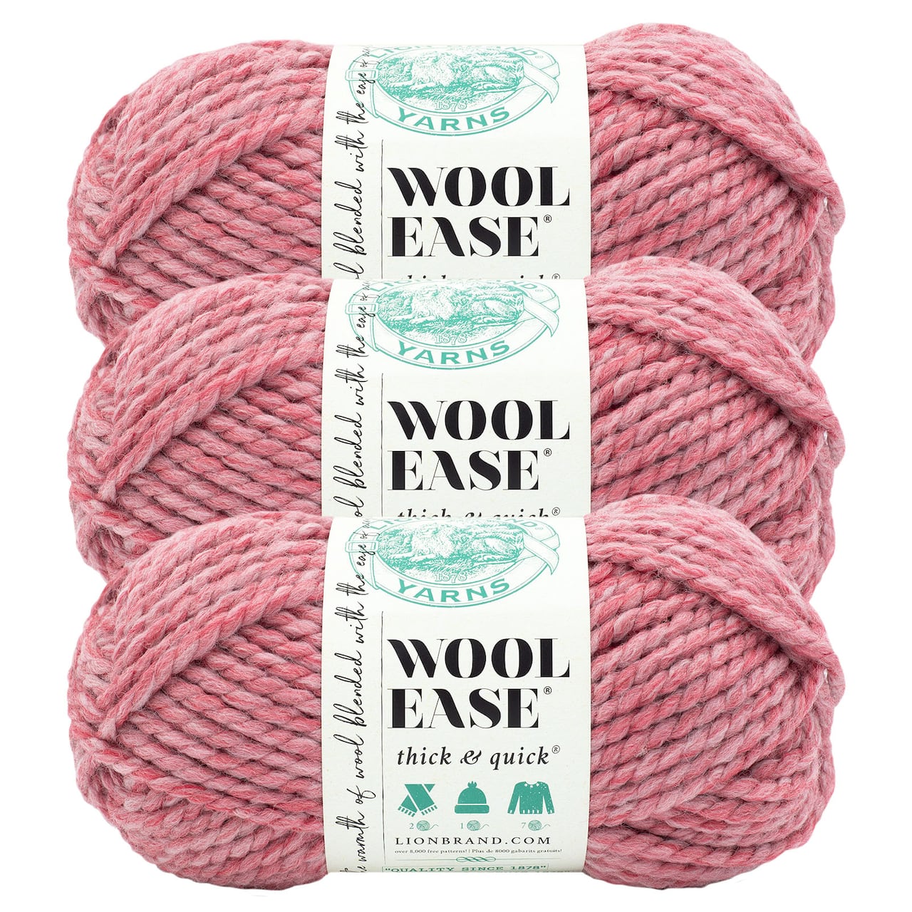 3 Pack Lion Brand® Wool-Ease® Thick & Quick® Prints & Stripes Yarn